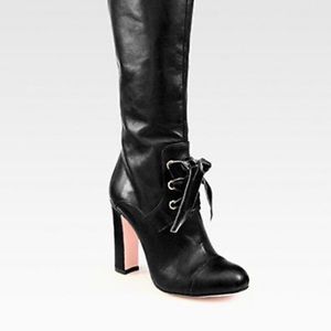 Long black leather boots